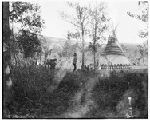 G566. Thunder Tipi. Brings Down the Sun's Camp. Showing Brings Down the Sun and People at Ceremonial.