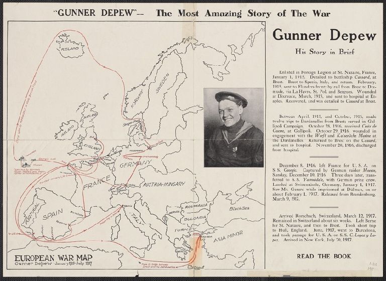 European war map : Gunner Depew, January 1915-July 1917.
