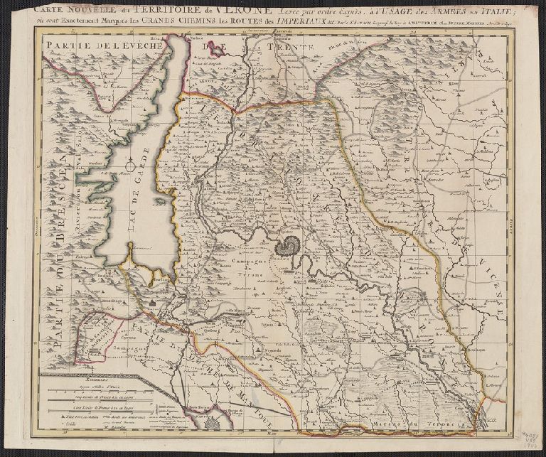 Carte nouvelle du territoire de Verone levée par ordre exprès. à l'usage des armées en Italie ... [cartographic material] / par le Sr. Sanson, géograp. du Roy.
