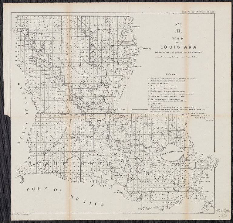 Map of Louisiana representing the several land districts prepared to accompany the Surveyor General's annual report.