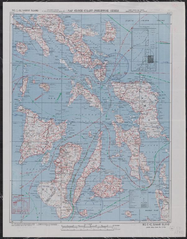 AAF cloth chart [cartographic material] : no. C41, Mindoro Island / Army Map Service U.S. Army.