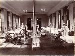 Children's ward with nurses in the New Haven Hospital.