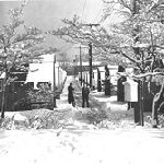 Quonset huts constructed as housing for returning veterans from World War II, post-1945.