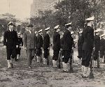 Naval Reserve Officers' Training Corps review by Yale President Charles Seymour on the New Haven Green (C9-50).