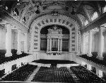 Interior of Woolsey Hall looking south toward the stage and the Newberry Memorial Organ.