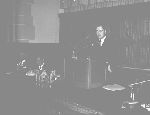 Kingman Brewster, Jr., speaking to attendees at "The Relationship of the University to the National Government" program.