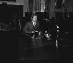 Kingman Brewster, Jr., at a press conference the day after his selection as the 17th president of Yale.