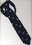 Blue necktie with white pigs and yellow letters "YCP" that stand for "Yale Chauvinist Pig".
