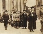 James Rowland Angell's inaugural procession leaving Woolsey Hall.