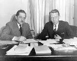 Professor Thurman W. Arnold (left, with moustache) 1931 Hon. and Professor Wesley A. Sturges, 1923 J.D.