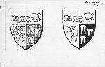 Two black and white pen drawings of the Yale Law School shield by Theodore Sizer.