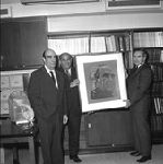 Madical School Faculty, including Gerald Klatskin (M.D.), at the presentation of an oil painting.