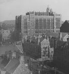 Sterling Memorial Library stack tower, facing Elm Street, 1930-1932.