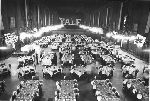 Yale University Dining Hall, also known as Commons, set up for special dinner.