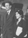Charles A. Lindbergh and Anne.Morrow Lindbergh on arrival at Glendale, CA.