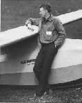 Charles A. Lindbergh with glider, or sail plane, the "Anne Lindbergh." January-March 1930.