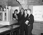Paul Rudolph presenting model of Art & Architecture Building.