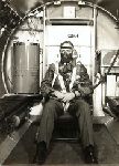 Charles A. Lindbergh in an altitude chamber prior to testing at the Mayo Medical Center in Rochester, MN, September 1942.