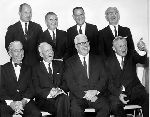 Supreme Court Justices (standing, left to right): White, Brennan, Stewart, Goldberg; (seated, left to right): Clark, Black, Warren, Douglas.