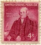 United States postage stamp of Noah Webster, B.A. Yale 1778.