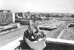 Mayor Richard C. Lee and Norris Andrews with Oak Street under construction, Fall 1959.