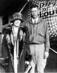 Charles A. Lindbergh with his mother, Evangeline Land Lindbergh. Curtiss Field, NY. May 14, 1927.