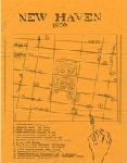 Poster depicting a hand-drawn map of New Haven with businesses and government offices identified on it.