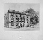 Reproduction of a presentation drawing of Hendrie Hall.