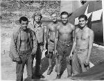 Charles A. Lindbergh with fighter pilots. Emirau Island, South Pacific May-June 1944.