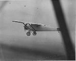 Charles A. Lindbergh in the Spirit of St. Louis shortly after take-off on his trans-Atlantic flight.