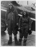 Charles A. Lindbergh and Anne Morrow Lindbergh in flight gear, 1931.