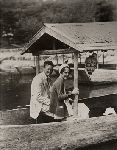 Charles A. Lindbergh and Anne Morrow Lindbergh sightseeing in Japan, during the Pacific Survey Flight.