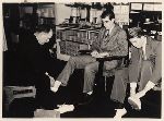 Students shopping for shoes.