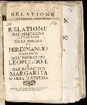 Relatione dell'Allegrezze fatte in Roma per la Nascita di Ferdinando... Printed. 15 pages. In Italian. Rome, 1667.